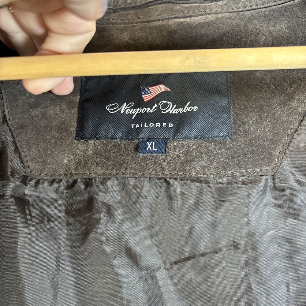 Suede Leather Chore Coat XL Brown Rancher Jacket Washable Zip Pocket Harbor Bay - Picture 5 of 16